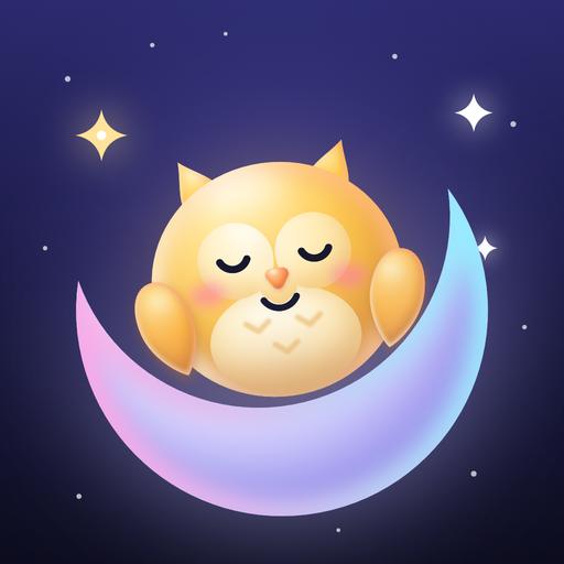 Lullo app icon: a sleeping owl on a crescent moon